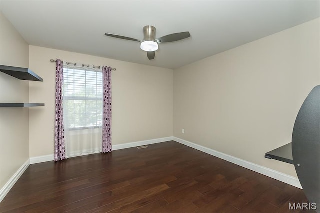 612 Savannah View Way, Chesterfield, MO 63017 - empty room featuring wood finished floors, ceiling fan, and baseboards