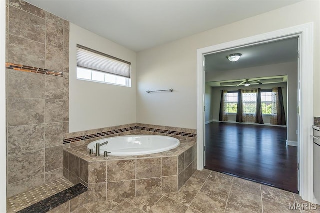 612 Savannah View Way, Chesterfield, MO 63017 - full bathroom with plenty of natural light, a bath, and ceiling fan