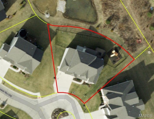 612 Savannah View Way, Chesterfield, MO 63017 - aerial view of property's location with property boundaries highlighted