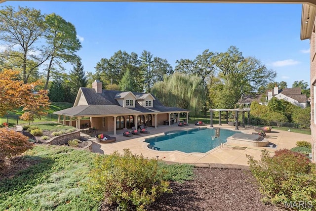 1 Claychester Dr, Saint Louis, MO 63131 - outdoor pool with a patio area and a pergola