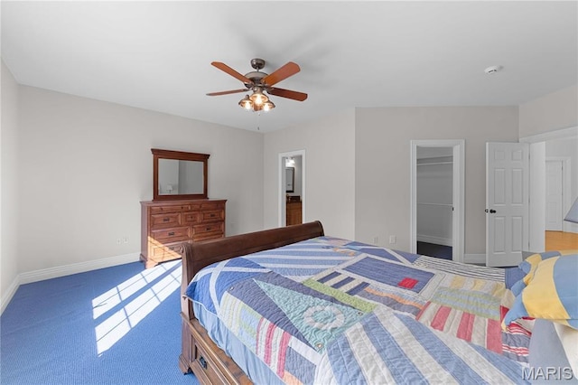 1 Claychester Dr, Saint Louis, MO 63131 - bedroom featuring carpet floors, baseboards, a spacious closet, a ceiling fan, and a closet