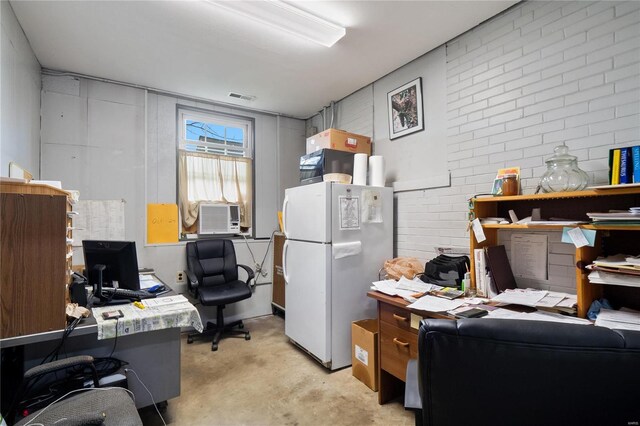 1826 Raab Ave, Belleville, IL 62226 - office area featuring cooling unit, concrete flooring, and brick wall