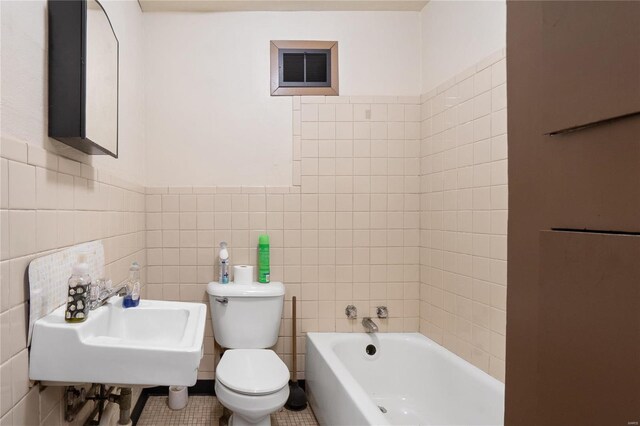 1826 Raab Ave, Belleville, IL 62226 - full bath with tile walls, a tub to relax in, a sink, toilet, and a shower