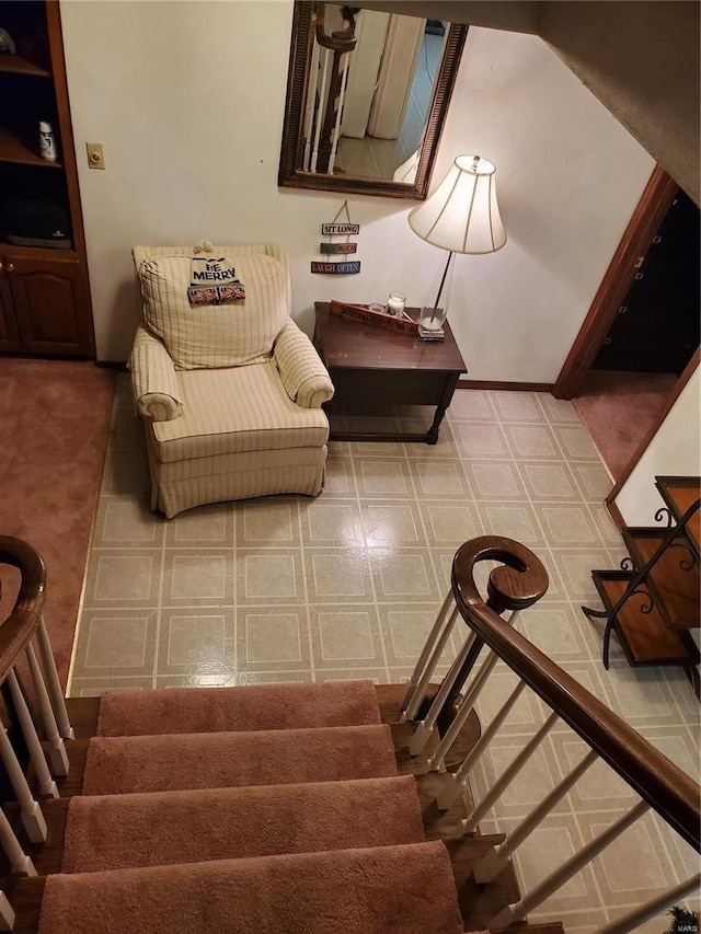 660 W 3rd, Trenton, IL 62293 - living room featuring stairs and tile patterned floors