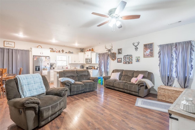 45 Justin Ave, Van Buren, MO 63965 - living room featuring ceiling fan and wood finished floors