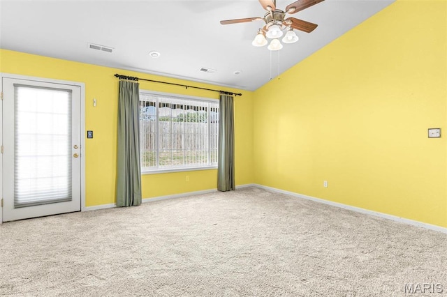 119 Ohio Ct, Farmington, MO 63640 - unfurnished room with vaulted ceiling, carpet flooring, ceiling fan, and baseboards
