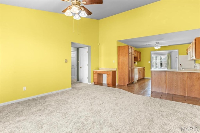 119 Ohio Ct, Farmington, MO 63640 - unfurnished living room with a ceiling fan, carpet floors, and baseboards