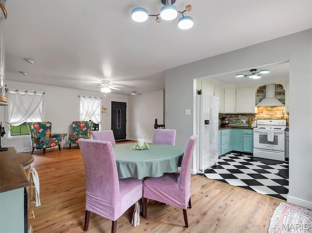 575 E Villa Ridge Rd, Villa Ridge, MO 63089 - dining room featuring a ceiling fan and light floors