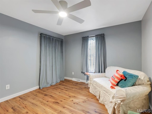 575 E Villa Ridge Rd, Villa Ridge, MO 63089 - bedroom with wood finished floors and a ceiling fan