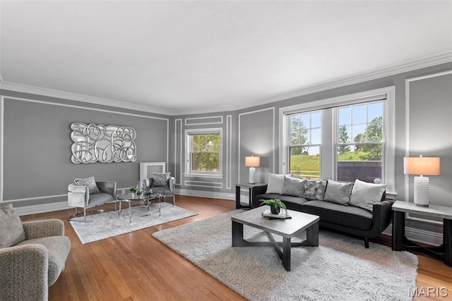 625 S Skinker Blvd Unit 202, Saint Louis, MO 63105 - living area featuring ornamental molding, plenty of natural light, and wood finished floors