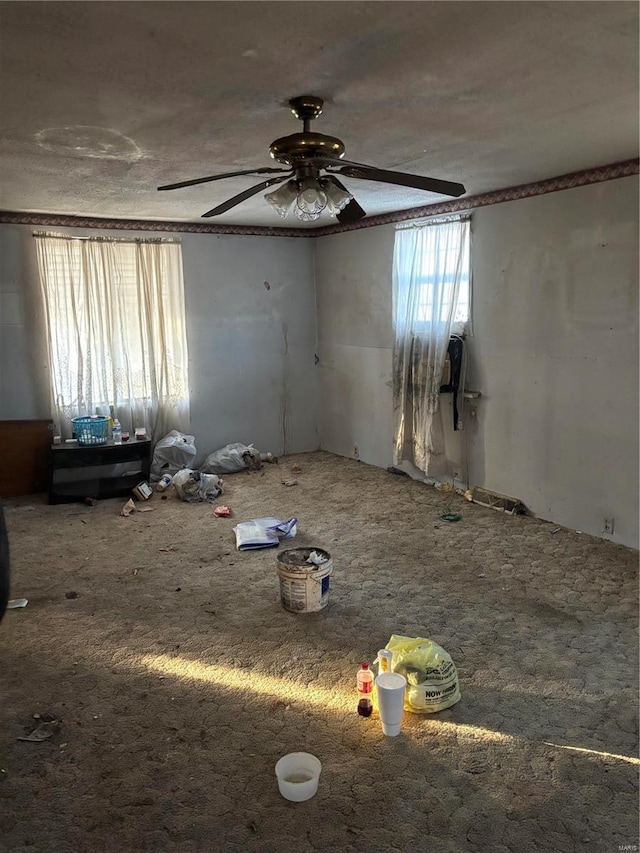 530 N Duncan St, Marine, IL 62061 - carpeted empty room featuring a ceiling fan and crown molding
