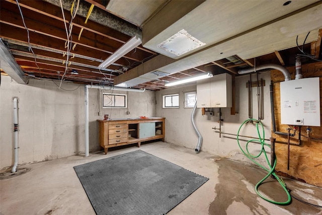 below grade area with water heater