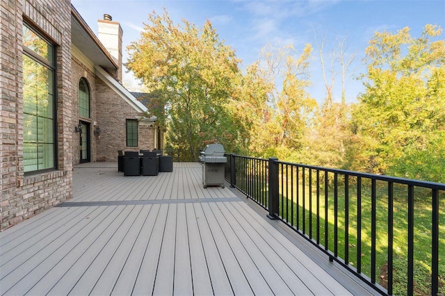 deck featuring grilling area
