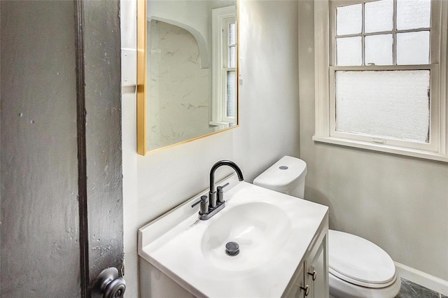 half bathroom featuring toilet and vanity