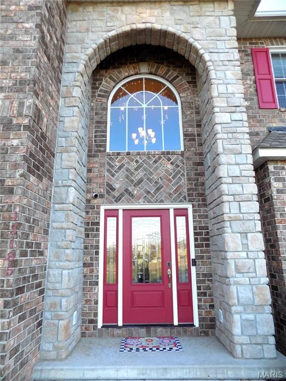 13185 Jenna Ln, Rolla, MO 65401 - doorway to property featuring brick siding