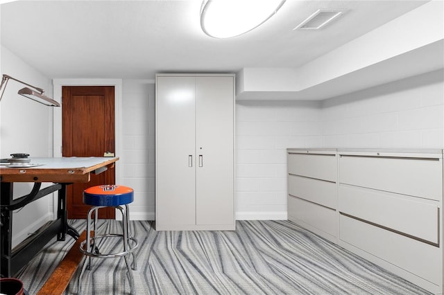 walk in closet with carpet