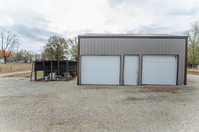 view of detached garage