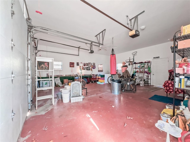 garage with a garage door opener
