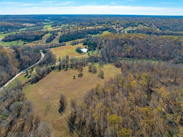 aerial overview of property's location with a forest and rural landscape
