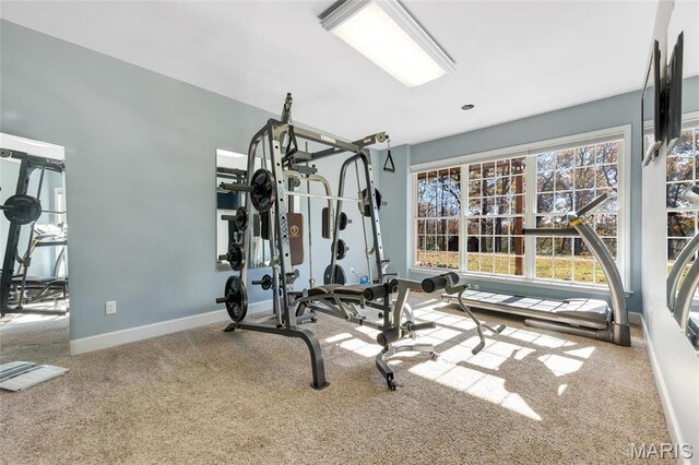 809 Peruque View Ct, Wentzville, MO 63385 - exercise area with carpet flooring and baseboards