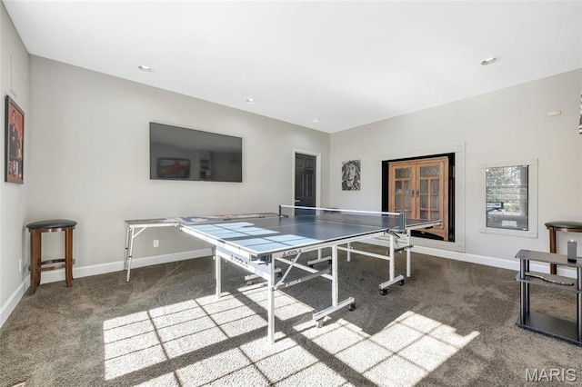 809 Peruque View Ct, Wentzville, MO 63385 - rec room featuring carpet, baseboards, and recessed lighting