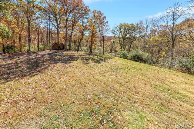 809 Peruque View Ct, Wentzville, MO 63385 - view of grassy yard featuring a forest view