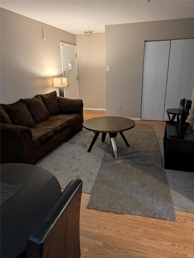 living area with light wood-style floors