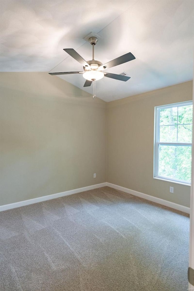 1461 Lexi Ln, Mascoutah, IL 62258 - spare room with baseboards, carpet, a ceiling fan, and lofted ceiling