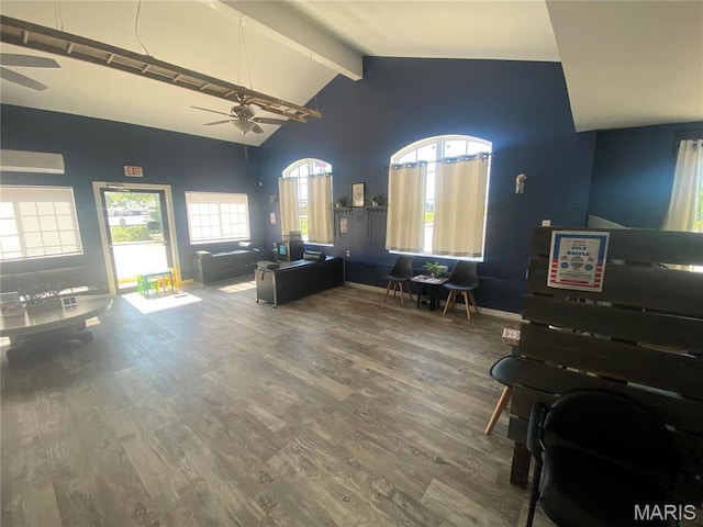 1 Proactive Dr, New Florence, MO 63363 - living room featuring a ceiling fan, wood finished floors, and baseboards