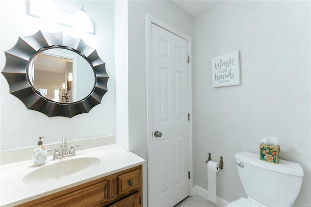 half bathroom featuring toilet and vanity