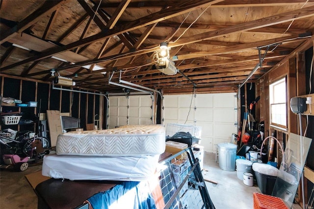 garage with a garage door opener