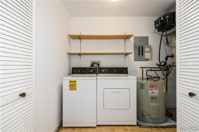 526 Sarah Ln Unit 35, Saint Louis, MO 63141 - laundry area featuring electric water heater, washing machine and clothes dryer, and electric panel