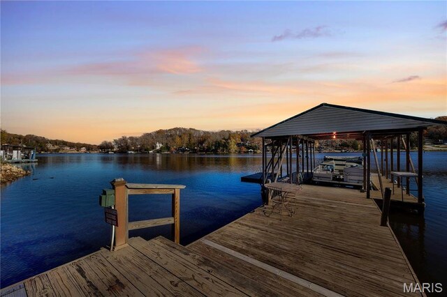 9136 Beach Dr, French Village, MO 63036 - dock area featuring a water view and boat lift
