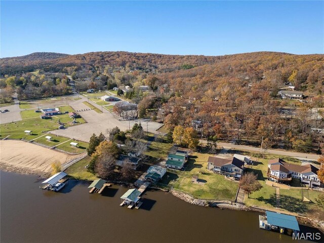 9136 Beach Dr, French Village, MO 63036 - aerial view of property's location featuring a large body of water and a forest