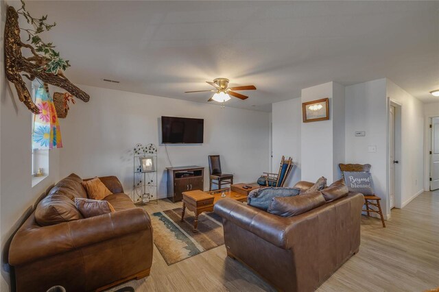 10450 Ok Rd, Bonne Terre, MO 63628 - living area featuring light wood-type flooring and a ceiling fan