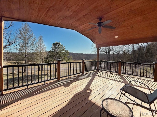 9454 Little Indian Creek Rd, Lonedell, MO 63060 - deck featuring ceiling fan