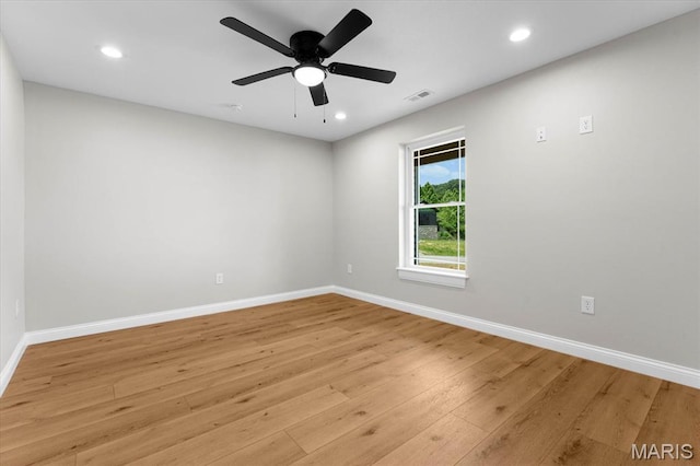 955 Half Moon Ln, Caseyville, IL 62232 - unfurnished room featuring light wood-type flooring, recessed lighting, and a ceiling fan