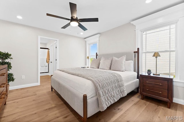 955 Half Moon Ln, Caseyville, IL 62232 - bedroom with light wood-style flooring, recessed lighting, and a ceiling fan
