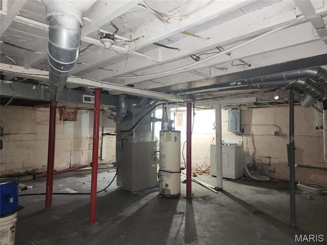 2365 E Converse Ave, Springfield, IL 62702 - below grade area featuring washer / dryer, water heater, electric panel, and heating unit