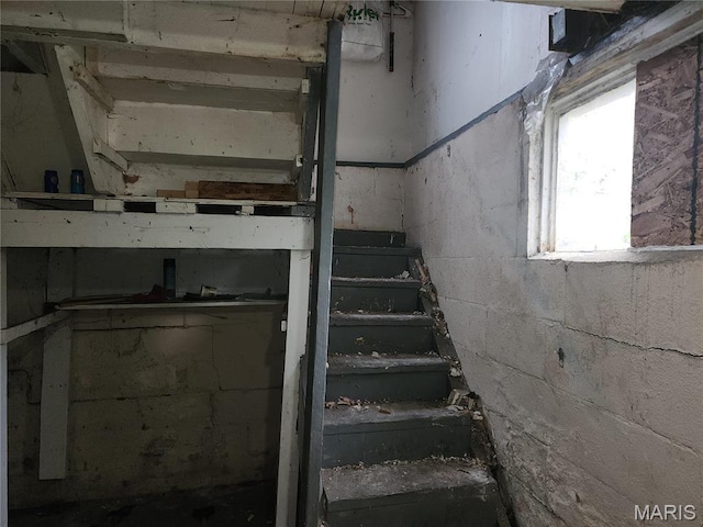 2365 E Converse Ave, Springfield, IL 62702 - staircase featuring concrete block wall