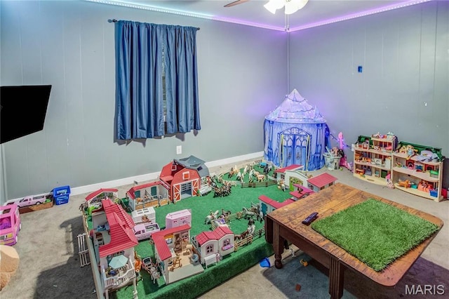 121 Douglas Dr, Pleasant Hill, IL 62366 - recreation room with carpet and ceiling fan