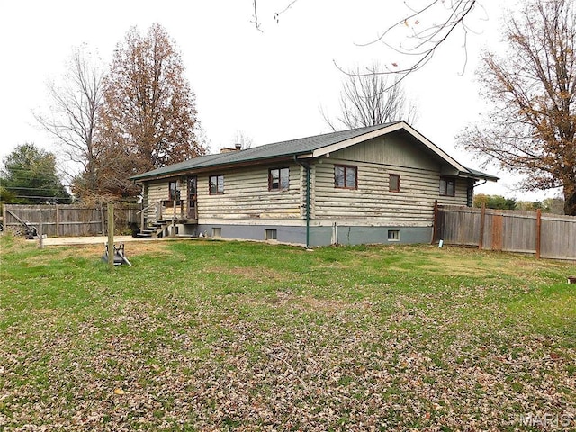 5 Sherwood Meadows Cir, Marthasville, MO 63357 - rear view of property featuring log exterior and a chimney