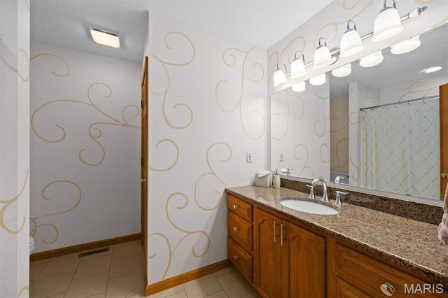 15020 Jamestown Rd, Breese, IL 62230 - full bathroom featuring vanity, tile patterned flooring, and a shower with curtain