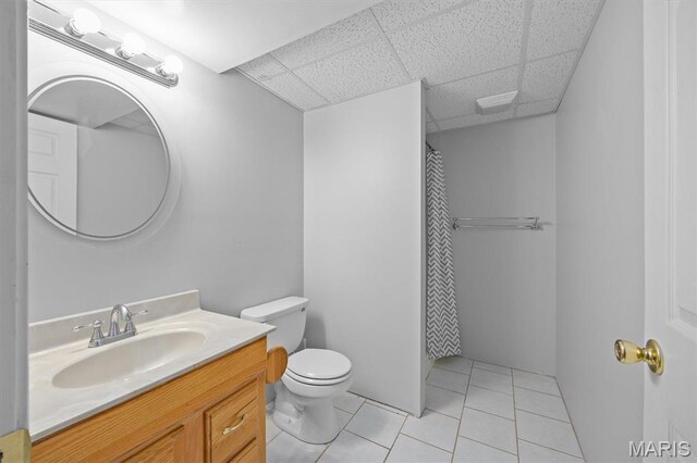 15020 Jamestown Rd, Breese, IL 62230 - full bath featuring a drop ceiling, vanity, tile patterned floors, and a shower with curtain