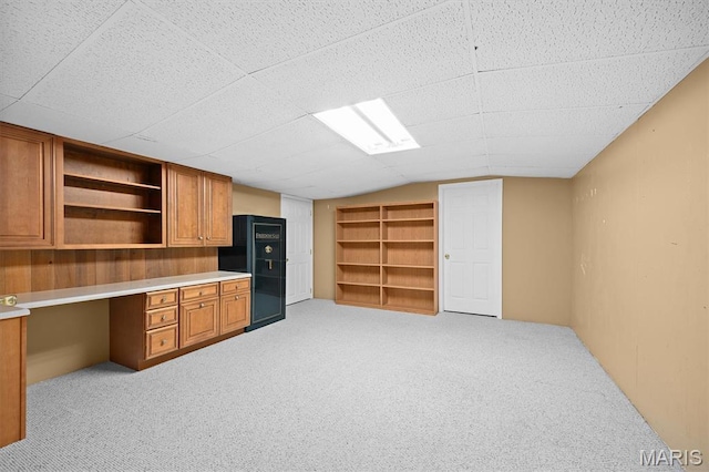 15020 Jamestown Rd, Breese, IL 62230 - unfurnished office featuring built in desk, light colored carpet, and lofted ceiling
