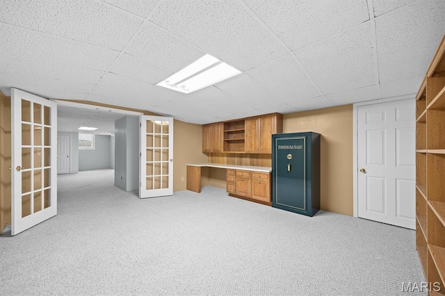 15020 Jamestown Rd, Breese, IL 62230 - basement featuring carpet, a drop ceiling, and french doors