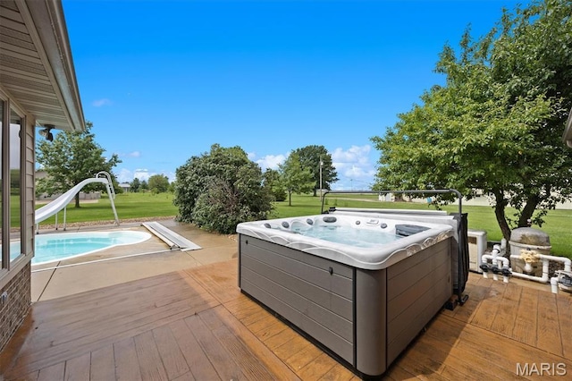 15020 Jamestown Rd, Breese, IL 62230 - deck with a hot tub and a yard