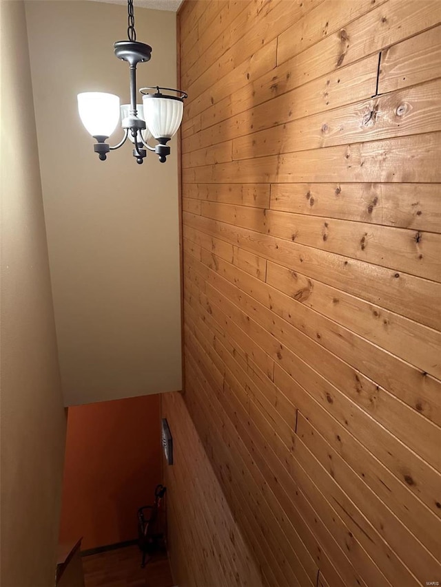 25 Whispering Oaks Dr, Washington, MO 63090 - washroom featuring a chandelier and wood walls