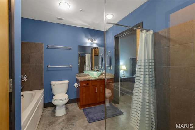 1113 Washington Ave Unit 215, Saint Louis, MO 63101 - bathroom featuring a bathtub, curtained shower, and vanity
