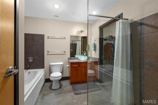 1113 Washington Ave Unit 215, Saint Louis, MO 63101 - full bath featuring a tub to relax in, curtained shower, vanity, and concrete floors